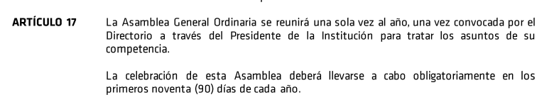 Directivos de <a href="/BarcelonaSC/">BARCELONA S.C.</a> solo que el estatuto haya cambiado, que no es así... LES QUEDA HASTA EL JUEVES PARA CONVOCAR.
Y si es que aún quieren inaugurar la decencia en sus vidas, deberían RENUNCIAR en esa asamblea, sino cada uno de uds, será responsable si comprueban lavado.
