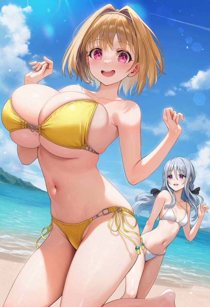 Kushida on beach with Hiyori <3