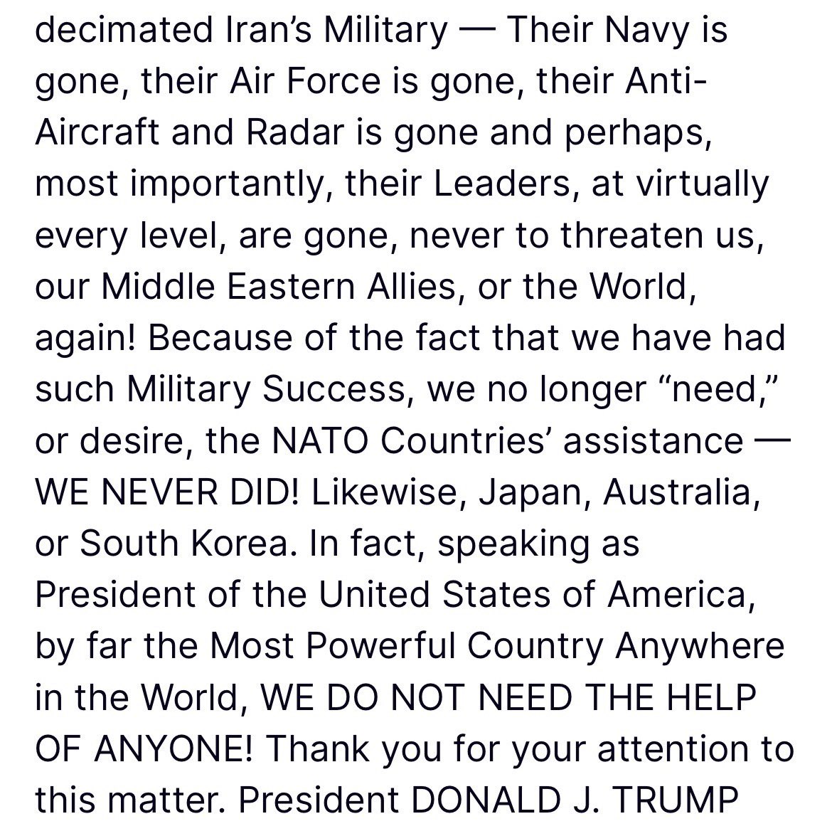 sherwiebp's tweet photo. President Trump on NATO allies refusal to join War against Iran 

#sabcnews https://t.co/yTLe0iVRGN