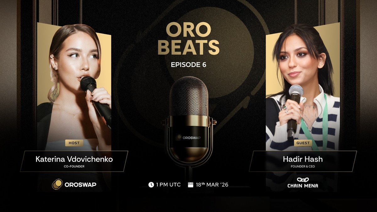 Ask_ORO's tweet photo. ORO Beats Ep.06 is happening tomorrow, March 18 🎙️

Join Oroswap Co-Founder @katerinaviko with special guest @HashHadir, Founder & CEO of @chainmena1, for a conversation on building the Middle East’s Web3 hub and empowering the generation through education, growth, and community.

As always, attendees will be rewarded 5000 ORE points for joining in 🫰🏻

Time: 1 PM UTC
Spaces: https://t.co/I1iuUqQ8X6