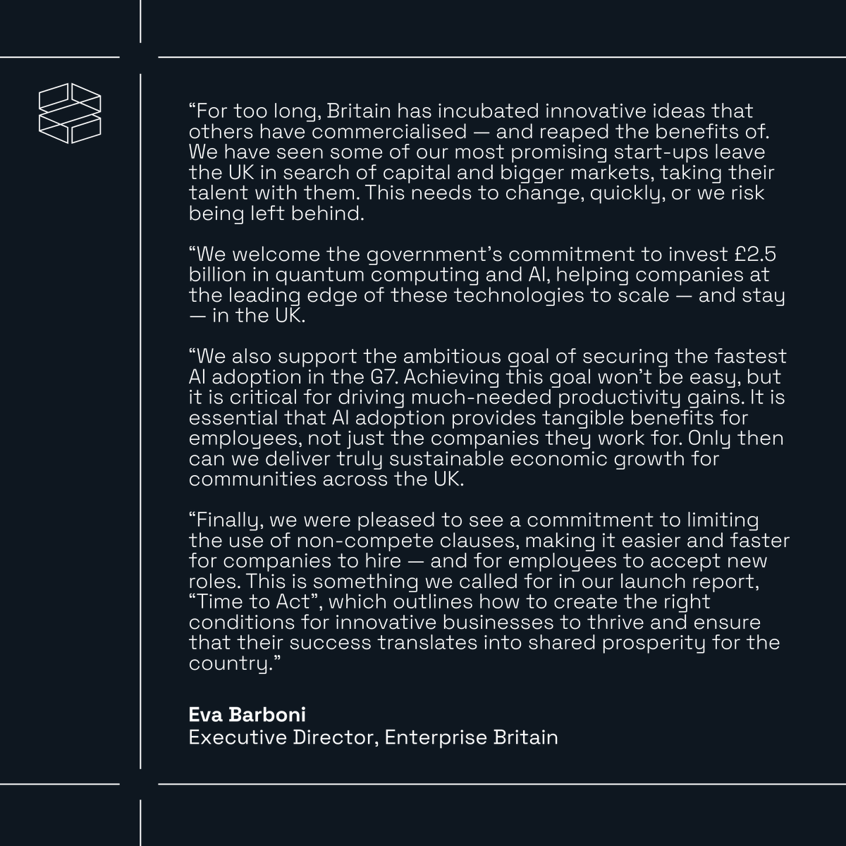 EnterpriseBrit's tweet photo. In her Mais Lecture at @BayesBusiness, Chancellor Rachel Reeves highlighted the importance of taking big bets on AI and quantum computing to boost economic growth and build resilience.

⬇️ Read our reaction below.

#MaisLecture #TimeToAct https://t.co/ClpuqguCBQ