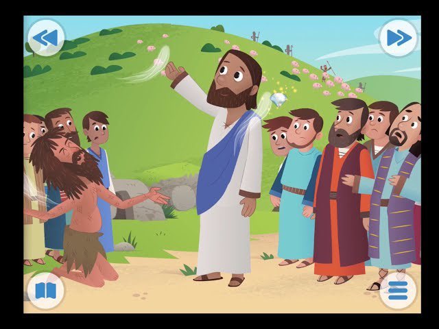 Lucas 8:26-39

Jesús llega a Gadara y le sale al encuentro un hombre desnudo y endemoniado.
El hombre intercambia palabras con Jesús a quien conoce y se identifica como “Legión” porque son muchos.
Los demonios hacían cualquier cosa con el hombre incluso impeler al desierto.