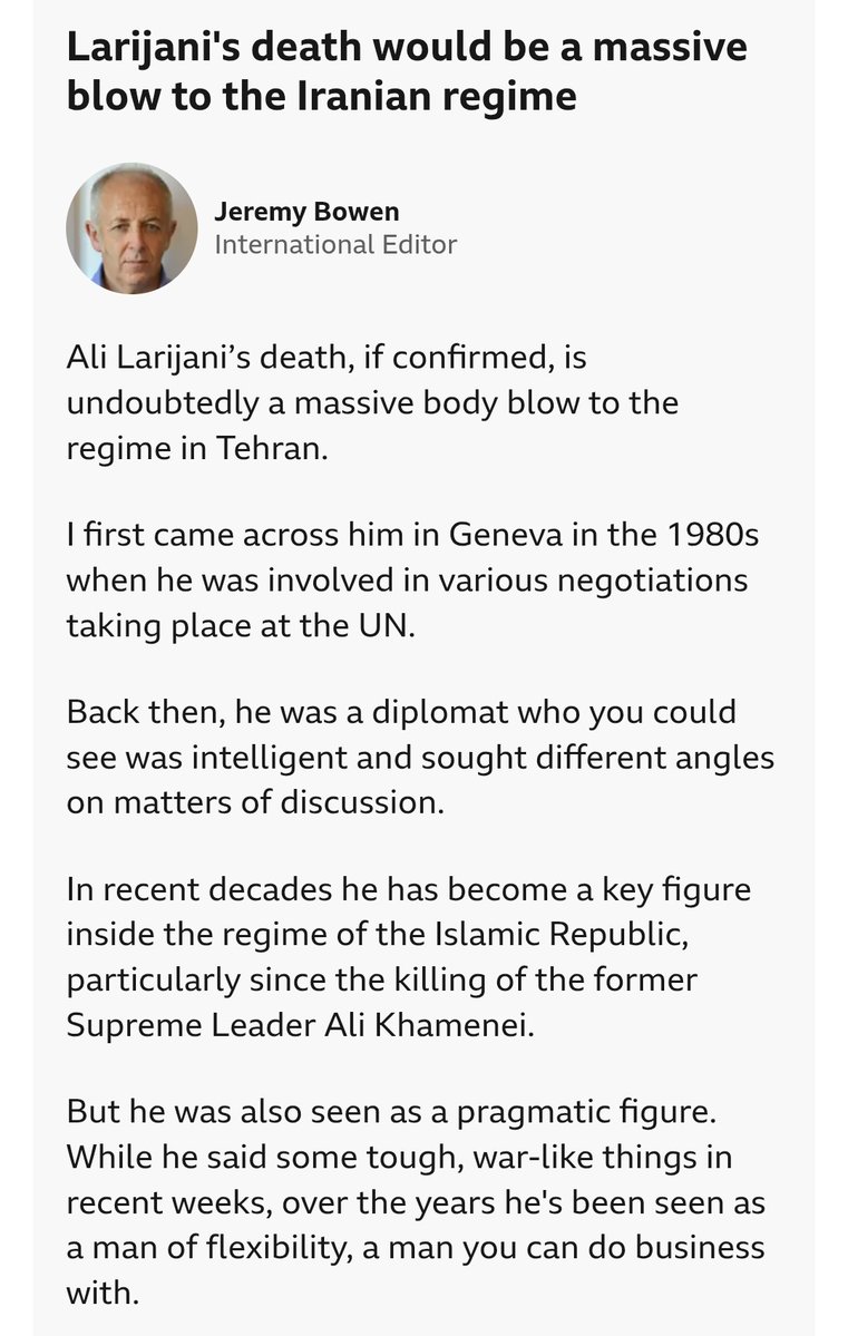 Ali Larijani was "a man you can do business with", according to the BBC's Jeremy Bowen.

But not according to the thousands of protestors murdered this year.