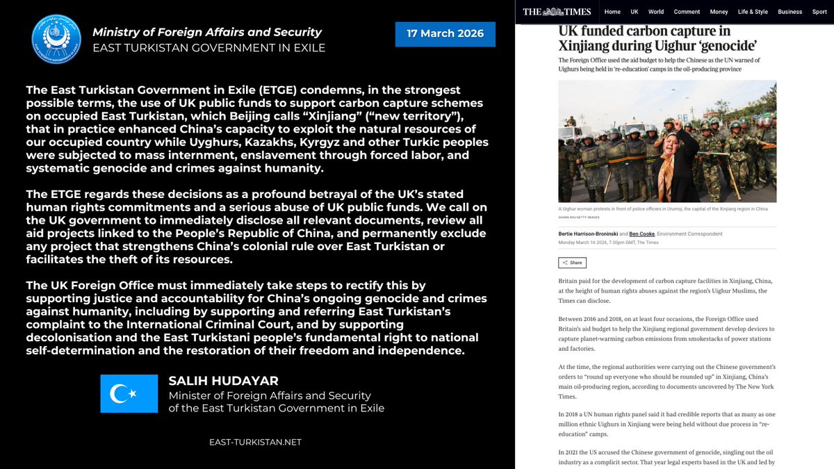 East Turkistan Government in Exile (ETGE) tweet media