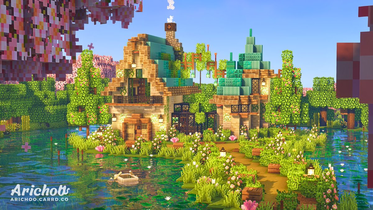 ArichooMC's tweet image. Overgrown Water Cottage 🌿
Texture Packs: Mizuno's 16 Craft, Mizuno Better Leaves
~Download link in my bio~
#Minecraftbuilds
