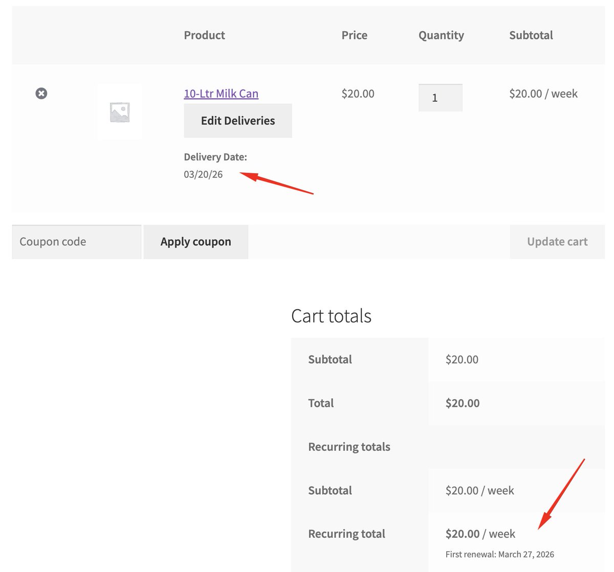 tychesoftwares's tweet image. #PluginUpdate

Selling subscription-based products on your #WooCommerce store? 

Now with Product Delivery Date Pro, renewal orders can automatically have delivery dates assigned when using WooCommerce Subscriptions.

👉 Example:
If a customer subscribes to a weekly grocery box,