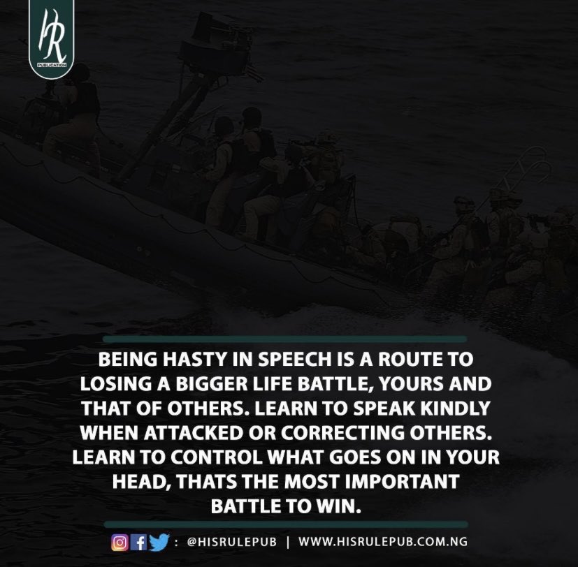 hisrulepub's tweet photo. Hi

Being hasty in speech is a route to losing a bigger life battle, yours and that of others. Learn to speak kindly when attacked or correcting others. Learn to control what goes on in your head, that's the most important battle to win.

https://t.co/2ZbuCSwlN3

#HelpingWriters https://t.co/b4kJ1yaMGO