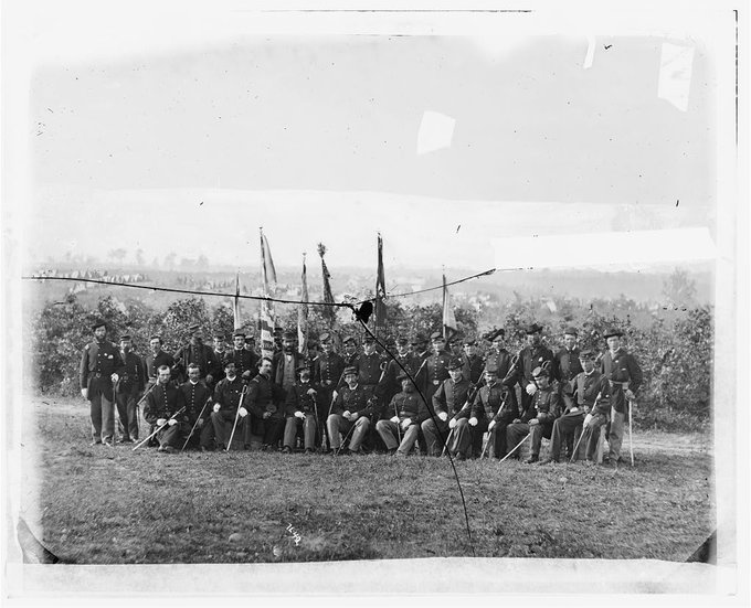irelandbattles's tweet photo. #OnThisDay 1863 The Irish Brigade's QuarterMaster got "35 hams, a roast ox, a pig stuffed with boiled turkeys &amp; countless chickens, ducks &amp; small game. 8 baskets of champagne, 10 gallons of rum &amp; 10 gallons of whiskey" so they could celebrate #StPatricksDay 
#Ireland #History https://t.co/l8YhdFEnJw