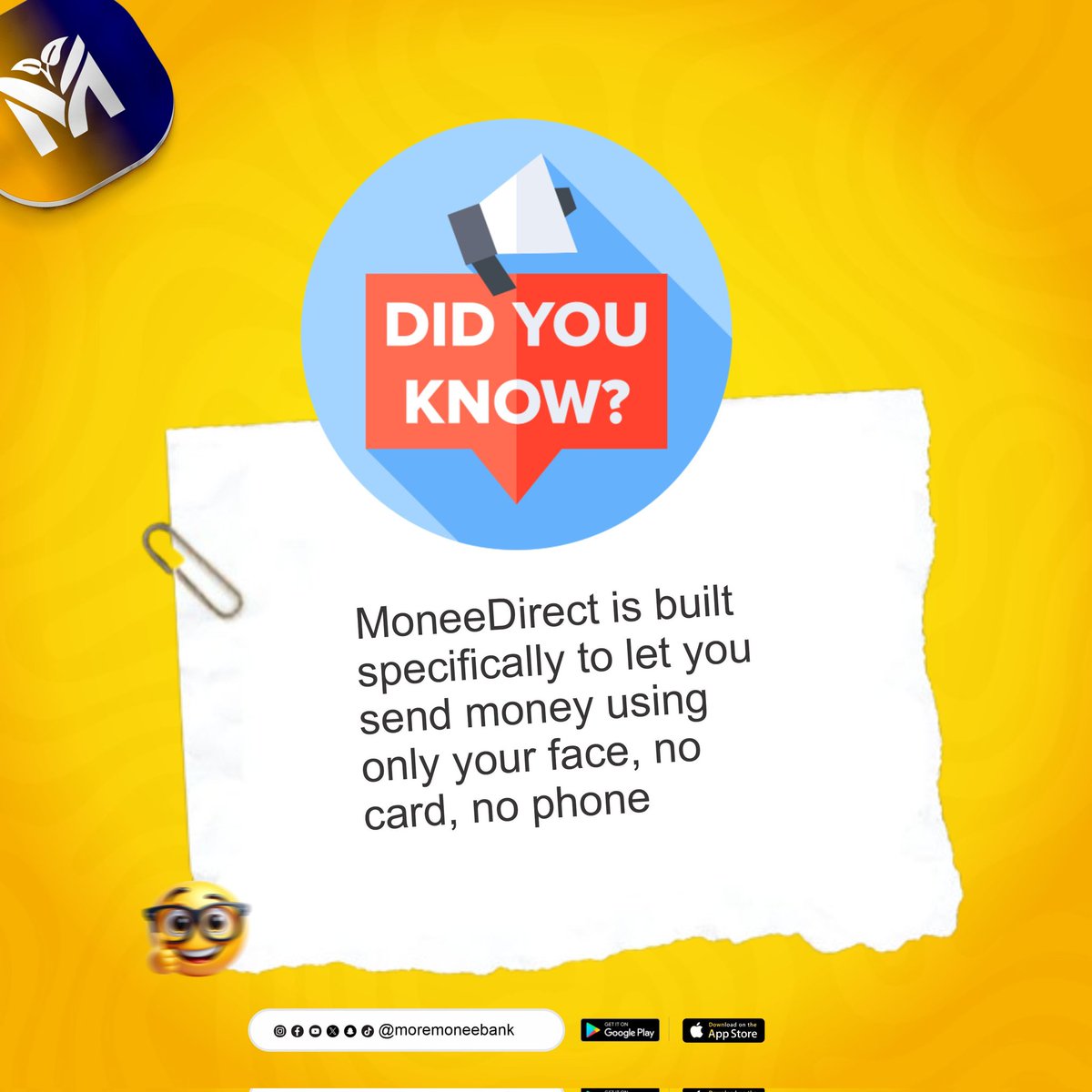 MoremoneeBank's tweet image. Did you know you can still make payments on your Moremonee app without your phone or card? Wondering how? 

Download Moremonee and activate MoneeDirect: moremonee.short.gy/moremonee

#Moremonee #MoneeDirect #Features