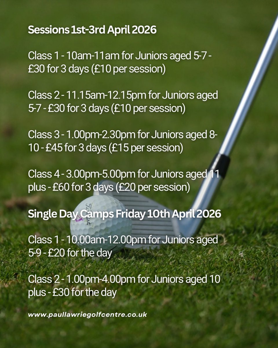 PaulLawrieGC's tweet photo. Junior Easter Camps 🏌️♂️
#takeyourgametothenextlevel #growthegame https://t.co/EgIDx74Zdh