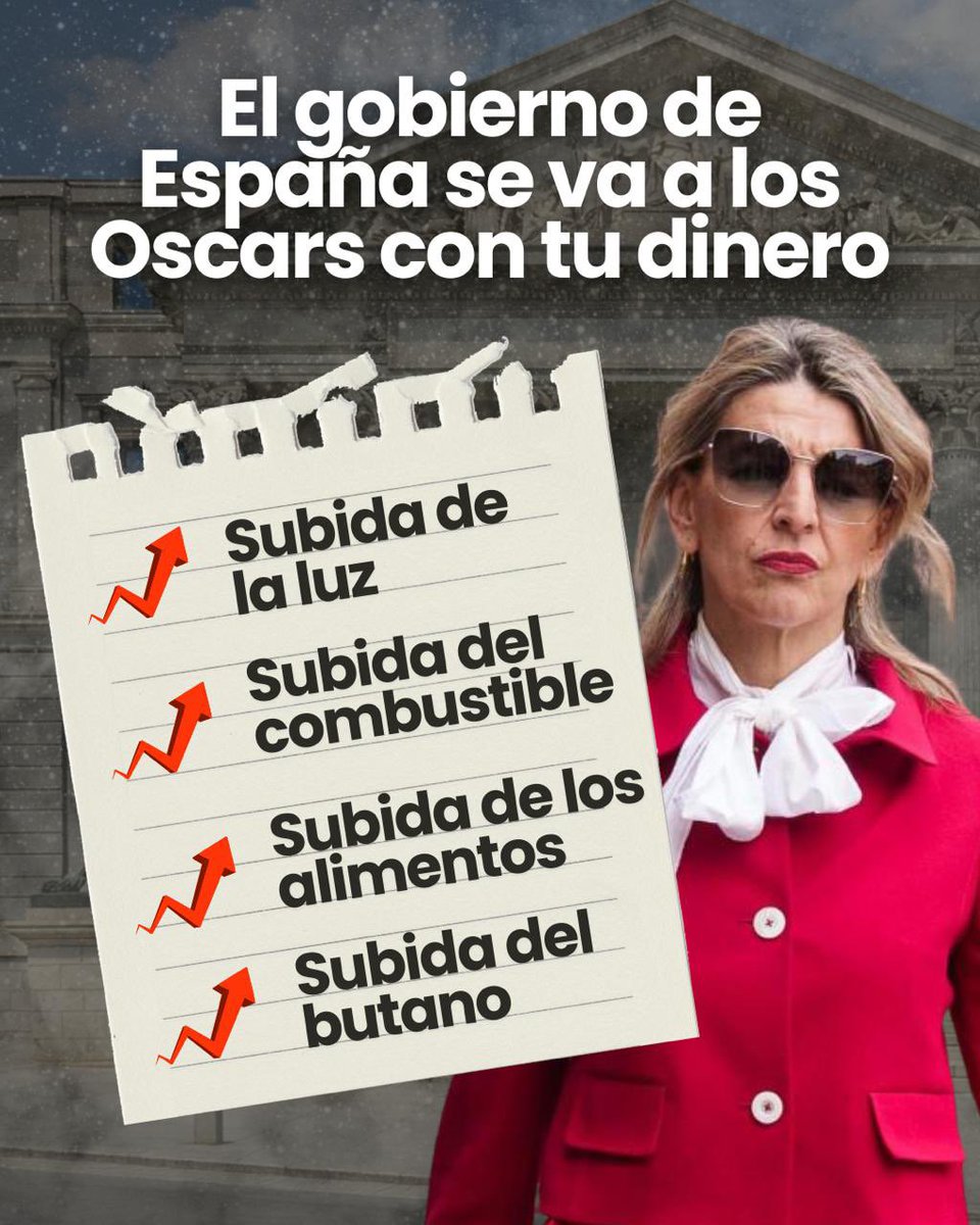 PPdeSevilla's tweet photo. El gobierno de Pedro Sánchez se va a los Oscars con tu dinero, mientras a los españoles cada vez les cuesta más llegar a fin de mes.

📈Subida de la luz.
📈Subida de la gasolina.
📈Subida de la cesta de la compra.
📈Subida del butano.

¡Esta es su prioridad! https://t.co/Xj7eHcfJ0m