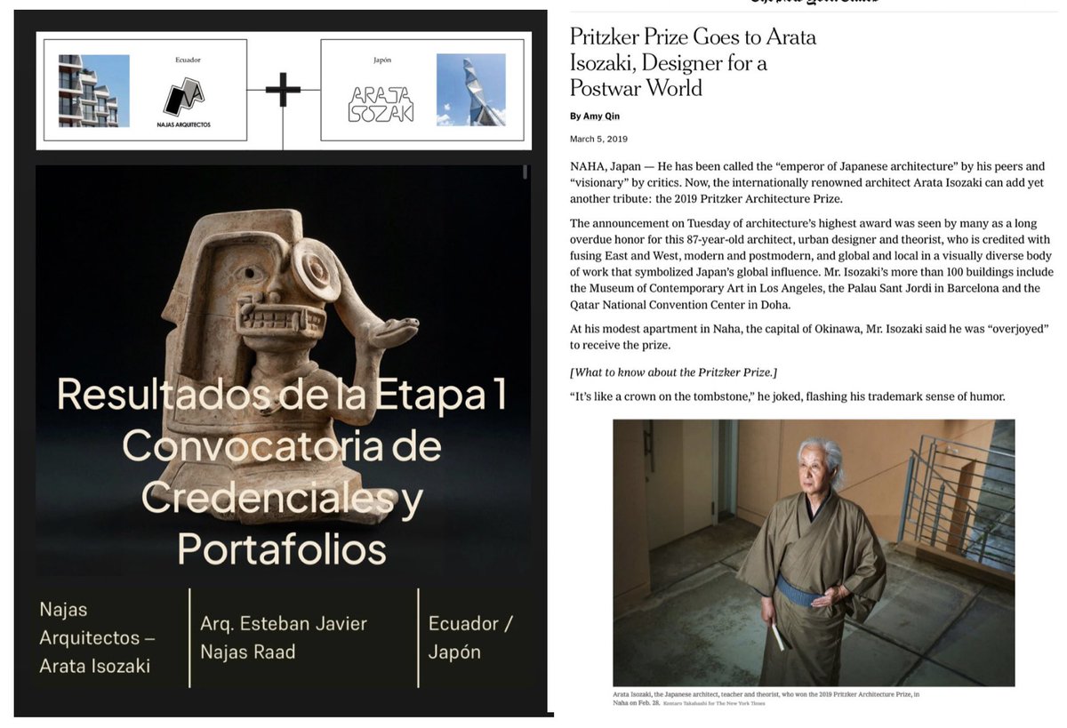 En el concurso de arquitectura para  el nuevo Museo Nacional del Ecuador, compitieron 142 equipos de todo el mundo. Pasaron 20. Estamos ahí: <a href="/NajasArq/">Narq</a> 🇪🇨 + Arata Isozaki 🇯🇵. Honrados y motivados. Abro hilo. 🧵