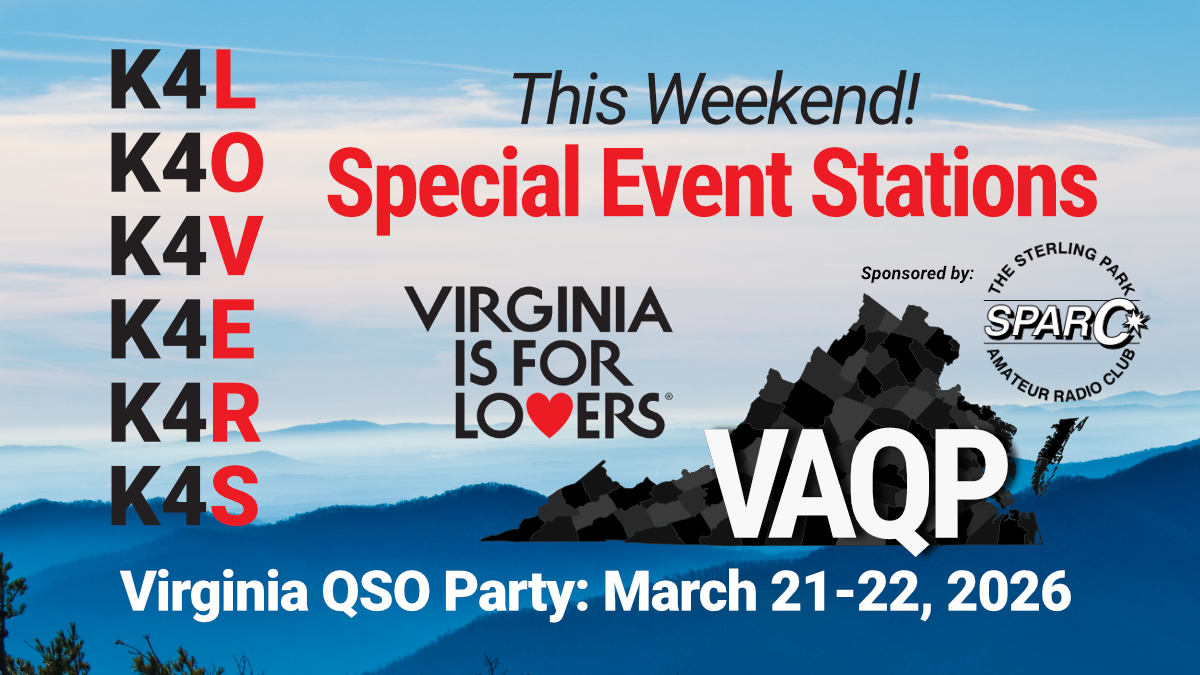 The VA QSO Party begins Sat., 21 March 2026, 1400 UTC – Sun., 22 March, 0400 UTC and continues Sun., 22 March 1200 UTC – 2400 UTC. (Saturday 10 AM - 12 Midnight and Sunday 8 AM - 8 PM Virginia local time.) Contest info: bit.ly/46ppZcd #ARRL #AmateurRadio #HamRadio