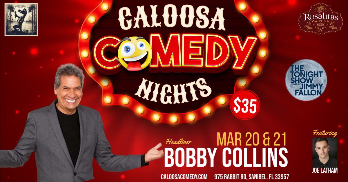 bobbycollins's tweet photo. Hey #sanibel I will be performing at the Caloosa Comedy Club on Friday March 20th and Saturday March 21st.  We have a lot to talk about so don’t miss these shows and let’s have some fun!!!
#bobbycollins #bobbycollinscomedian #florida #share https://t.co/ywrTuQQvkg
