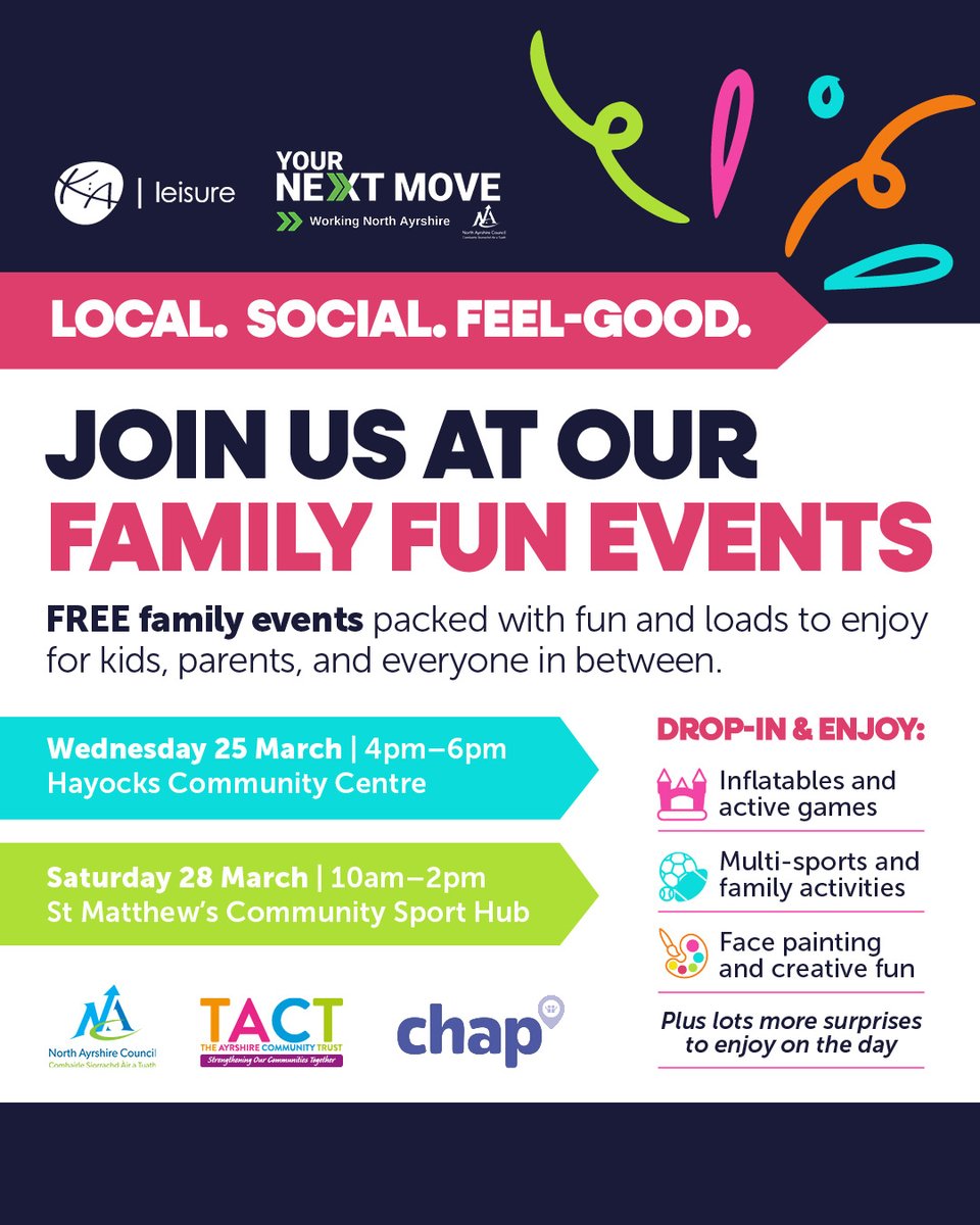 KALeisure's tweet image. The next Family Fun event is on Wednesday 25th March….will we see you there?

Learn more ➡️ kaleisure.com/news/family-fu…

#FreeEvent #FamilyFun