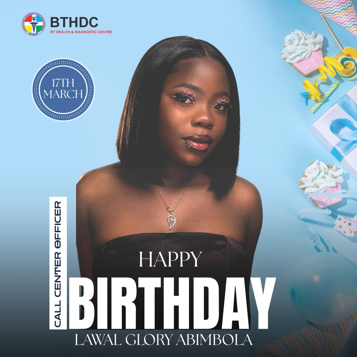 BTHDC_LASUTH's tweet photo. Join the BTHDC Family in wishing a very Happy Birthday to our March 17th Celebrants!
Thank you for everything you do to help BT Health & Diagnostic Centre grow and serve our patients better.
Drop your birthday wishes in the comments.
#BTHDC #HappyBirthday #LagosBusiness #HBD https://t.co/3Sq1Mn2bej