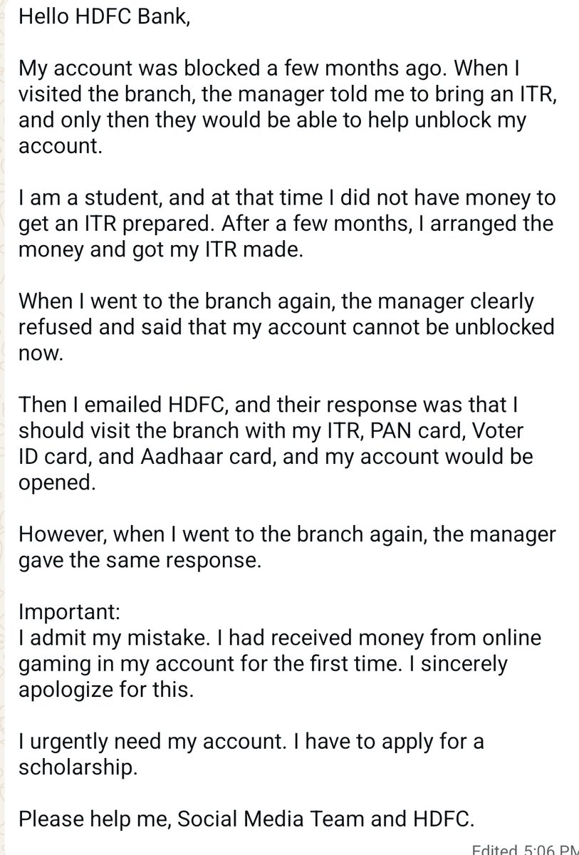 FakhrulHas82055's tweet photo. @RBI 
@HDFC_Bank 
Bad service provided by the HDFC Bank branch.
IFSC CODE HDFC0008361
MICR 812240006 https://t.co/CkLBVJGe4C