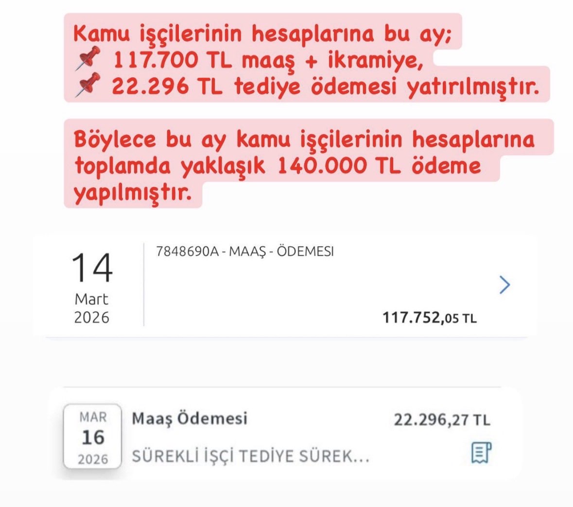 SOLDAKİ KADROLU SAĞLIK TEKNİKERİ (MEMUR) MAAŞI
 
SAĞDAKİ KAMU İŞÇİSİ MAAŞI

Soruyoruz adalet nerede?