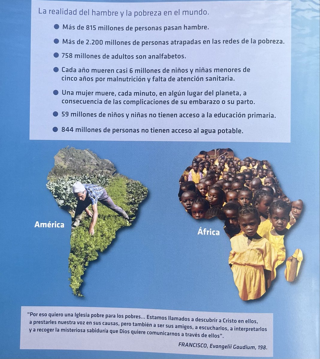 "Por eso quiero una Iglesia pobre para los pobres... Estamos llamados a descubrir a Cristo en ellos, a prestarles nuestra voz en sus causas, pero también a ser sus amigos, a escucharlos…”
FRANCISCO, Evangelii Gaudium, 198.