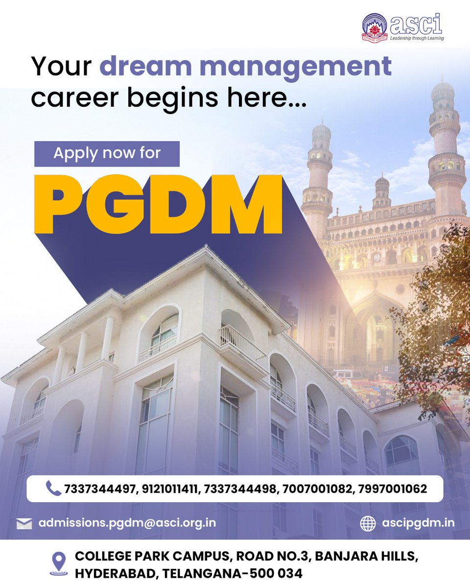 ascipgdm's tweet image. Start your journey toward a successful management career with ASCI PGDM.✅📌

Learn, grow, and prepare for the future with industry-relevant specializations and expert guidance.

Apply now!📲

#PGDM #ManagementCareer #ASCIPGDM #BusinessEducation #FutureLeaders