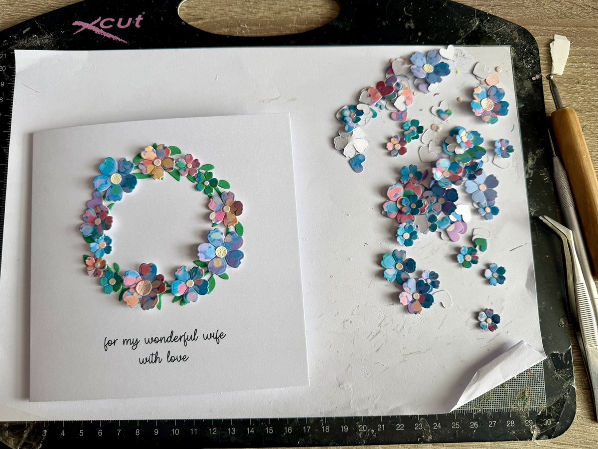 Susanzcards's tweet image. On my #craft desk today. Making another ‘brighter colours’ variation of the wonderful wife card. Now up to 238 sales &amp;amp; counting 😲

#UKMakers #handmade #shopindie #craftbizparty #MHHSBD #EtsySeller #elevenseshour #giftideas #Tuesday