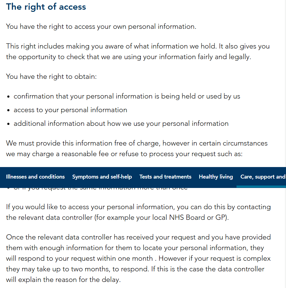 aye_pod's tweet photo. @Scottishsultan1 @angryaboutbikes You have a legal rights to access your personal medical records and this must be provided free of charge unless the request is unreasonable or excessive. https://t.co/VnxVM1F5JA