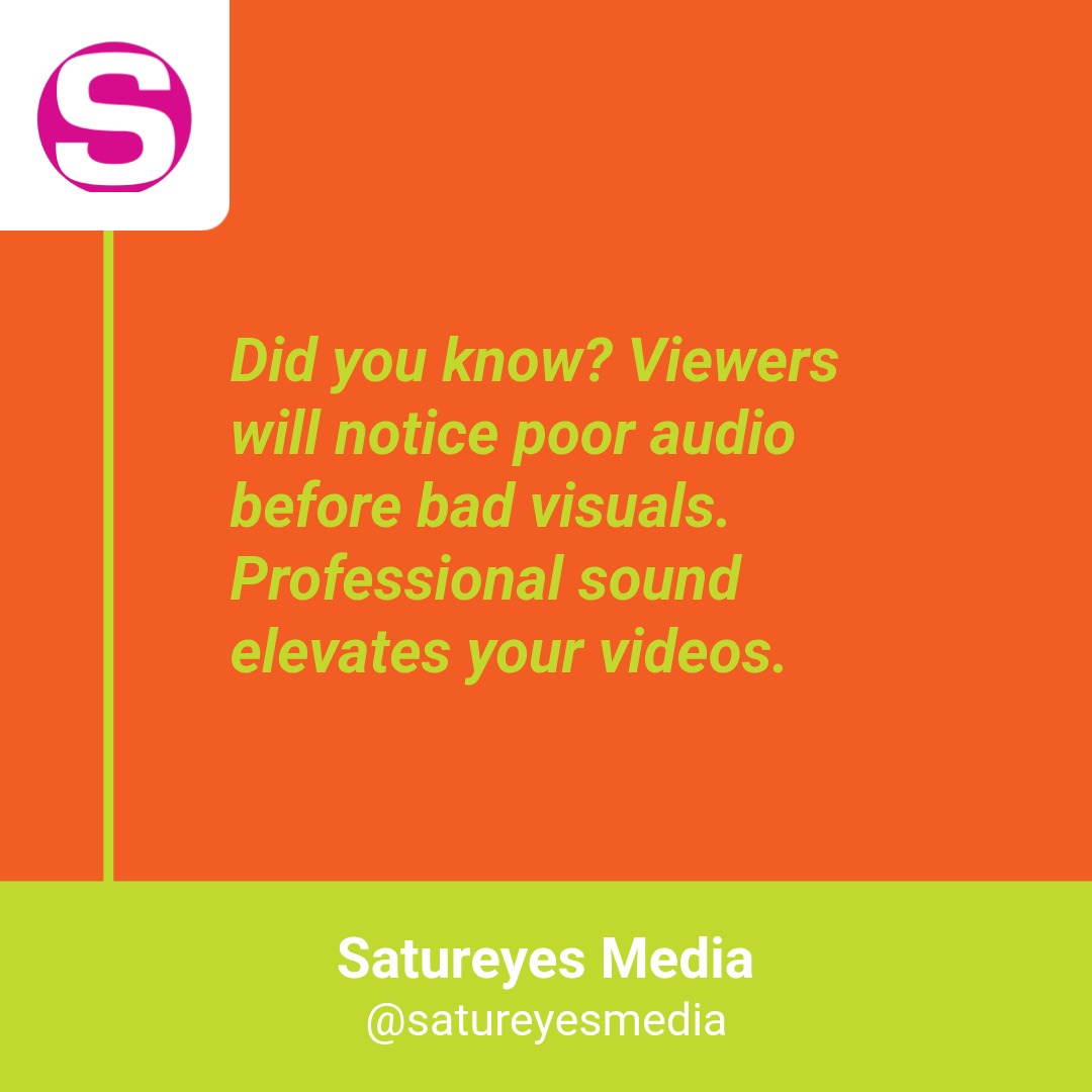 satureyes's tweet image. Did you know? Bad audio ruins immersion faster than shaky footage. Crisp sound boosts professionalism and keeps viewers engaged. Prioritize audio to elevate your brand. Visit satureyesmedia.com and level up your sound today! #AudioMatters #VideoProduction #ContentCreator