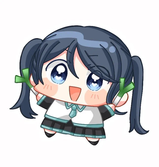ミクの日に描いたツインテミクコスリーダー組 奏はツリーに