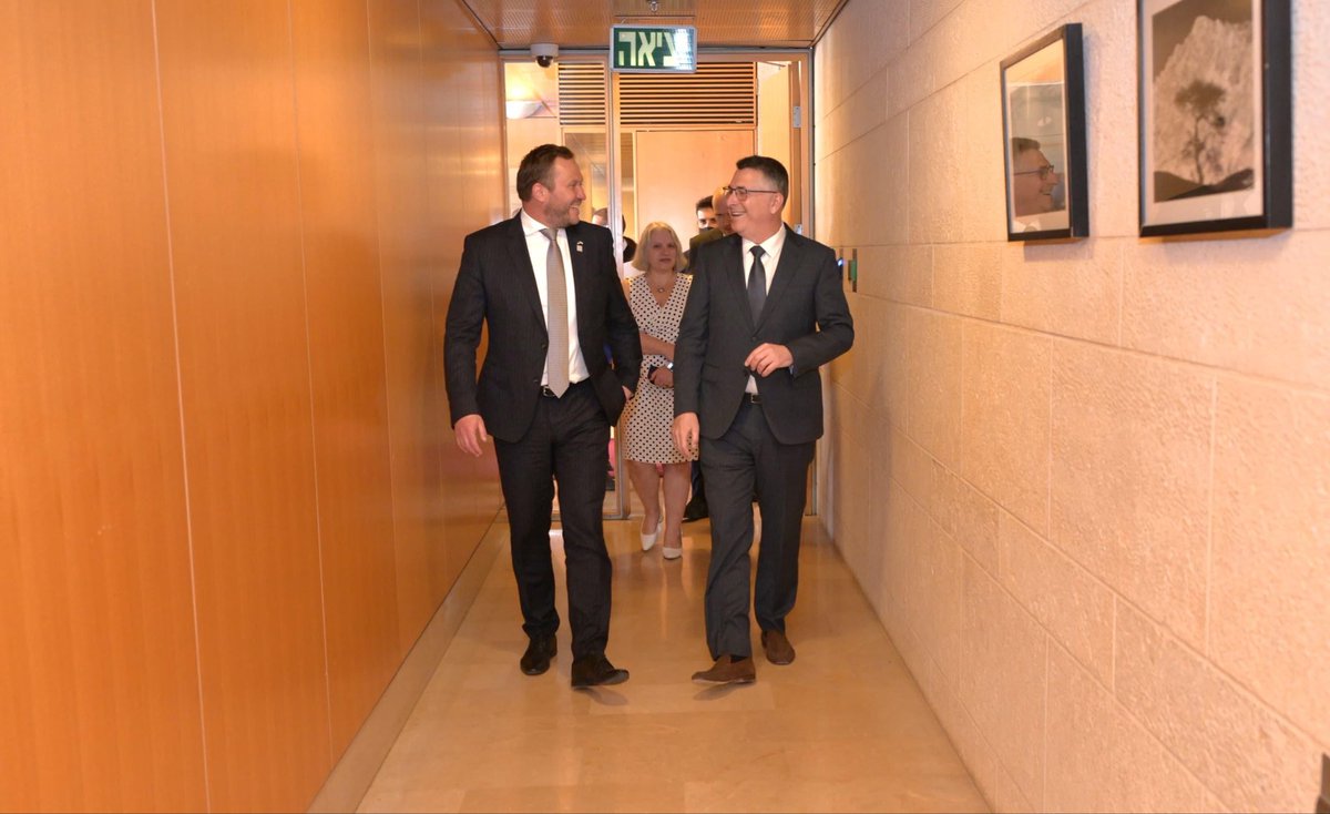 I thank my friend Estonian FM <a href="/Tsahkna/">Margus Tsahkna</a> for his solidarity visit to Israel. 
We discussed the operation against the Iranian terror regime and our close bilateral ties.
The Iranians are also safer today, after the IDF took out the Commander of the Basij Soleimani and his deputy,