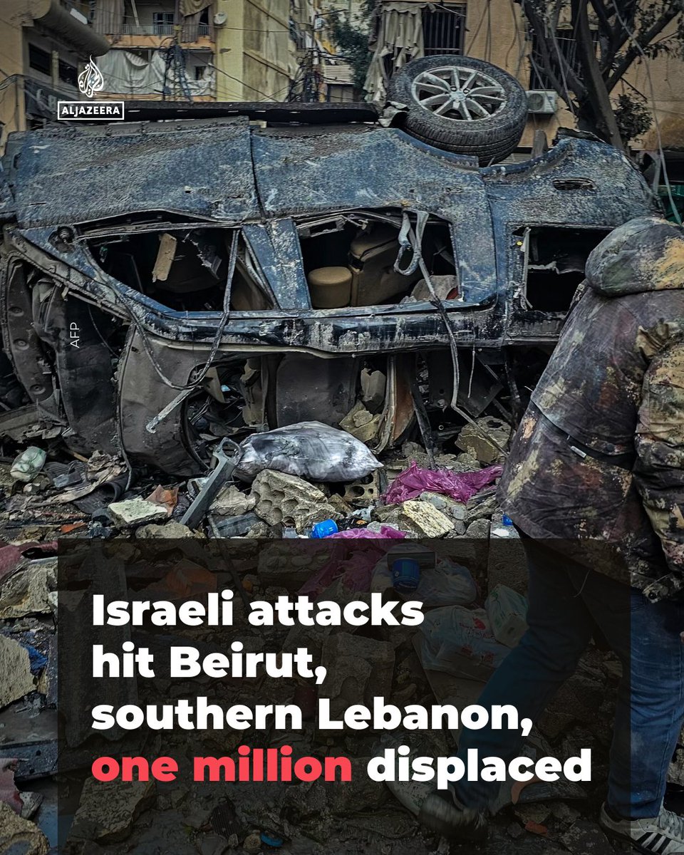 Israeli air attacks have rained down on three neighbourhoods in Beirut, Lebanese state media reported, as the beleaguered nation says more than one million have been displaced aje.news/qnf6uv