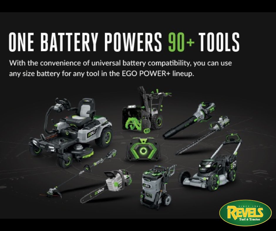 RevelsTractor's tweet photo. Big news! 🔋
EGO Power+ is now one of our trusted allied vendors! 

At Revels Turf &amp; Tractor, we’re always looking for equipment that delivers performance, reliability, and innovation. Contact your local Territory Manager to schedule a demo! https://t.co/c07mOdoFNw