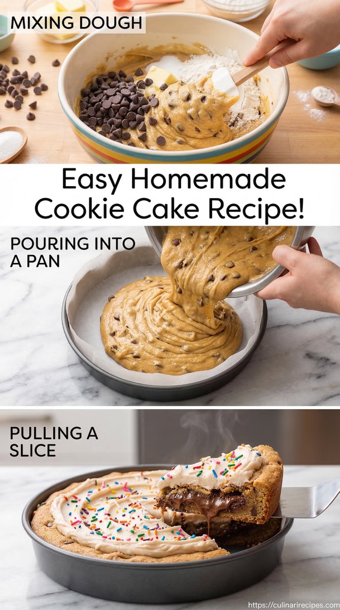 Culinari31's tweet image. "Your next favorite dessert: homemade cookie cake! 😋 culinarirecipes.com #BakingFromScratch #SweetTreats #CookieLovers"