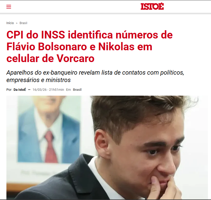 INCRÍVEL COMO TUDO Q NAO PRESTA ENVOLVE MEMBROS DESSA FAMILÍCIA IMUNDA, PQP

O CRIME ANDA DE MAOS DADAS COM A EXTREMA DIREITA, ISSO SAO FATOS!

NAO VOTEM NA EXTREMA DIREITA!!

FAZER UMA FAXINA NO CONGRESSO ESSE ANO DE 2026!
#BOLSONAROPRESO
#BOLSONARONACADEIA
#BOLSONARONUNCAMAIS