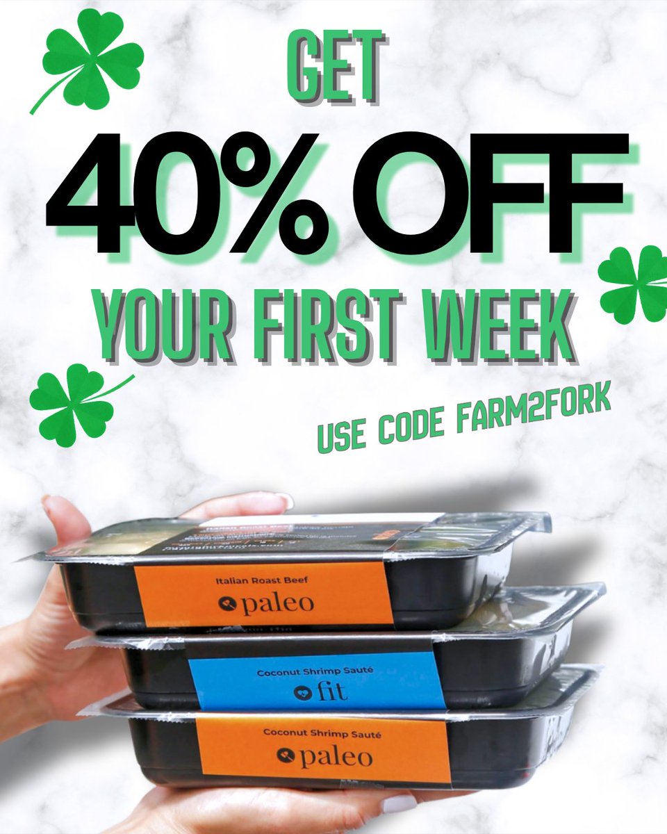 Lucky you 🍀 -healthy choices just got easier.
Keep your fridge stocked with fresh, ready-to-eat meals and stay on track all week long.

Use code FARM2FORK at the link in bio for 40% off your first week.
.
.
.

.
.
.
.
.
.
.
.
..
#mealprep #meals #fitness