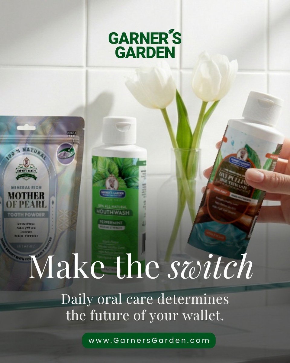 Garners_Garden's tweet image. Dental bills are hitting record highs. Why wait for a painful, expensive emergency? With just $1.33 a day, our Oral Care line keeps the dentist away. Invest in your health naturally with organic, mineral-rich protection that saves you thousands. #DentalHealth #SaveMoney #OralCare