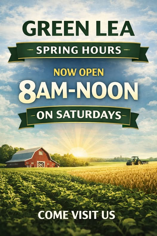 Even with this Wacky weather, Spring will be in full swing before we know it. So now until July GLAC will be open on Saturdays from 8-noon for you application and ag needs!!