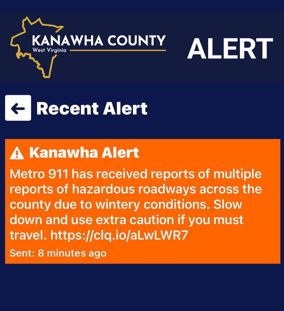 kanawhaus's tweet photo. ⚠️‼️❄️ KANAWHA ALERT
3/17/26 at 8:06am

Metro 911 has received multiple reports of hazardous roadways due to wintery conditions. Slow down and use extra caution if you must travel. https://t.co/yml9tum38p