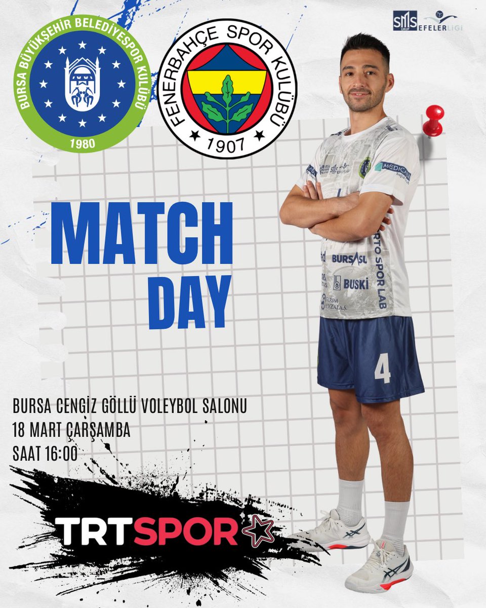 bursabbsk's tweet photo. 🏐Bursa BBSK &amp; Fenerbahçe SK

🗓️ 18 Mart Çarşamba

🕔 16:00

📍 Bursa Cengiz Göllü Voleybol Salonu 

📺 TRT SPOR ⭐️ https://t.co/t8dsavjX57