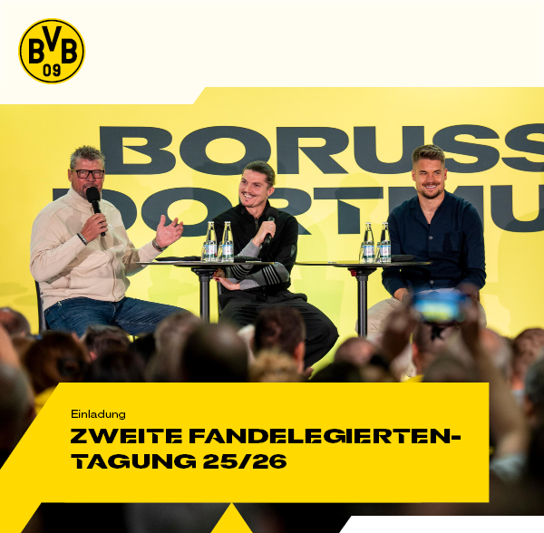BVB_Fanb's tweet photo. ℹ️ Anmeldefrist übermorgen - Erinnerung an alle BVB-Fanclubs:

👉 2. Fandelegiertentagung der Saison

🗓 Donnerstag, 16.04.2026
📥 Anmeldung bis 09.04.2026, um 24:00 Uhr
➕ Alle Infos in der E-Mail-Einladung vom 17.03.2026

Wir freuen uns auf einen interessanten Abend mit euch! https://t.co/XhEDgmpPyk