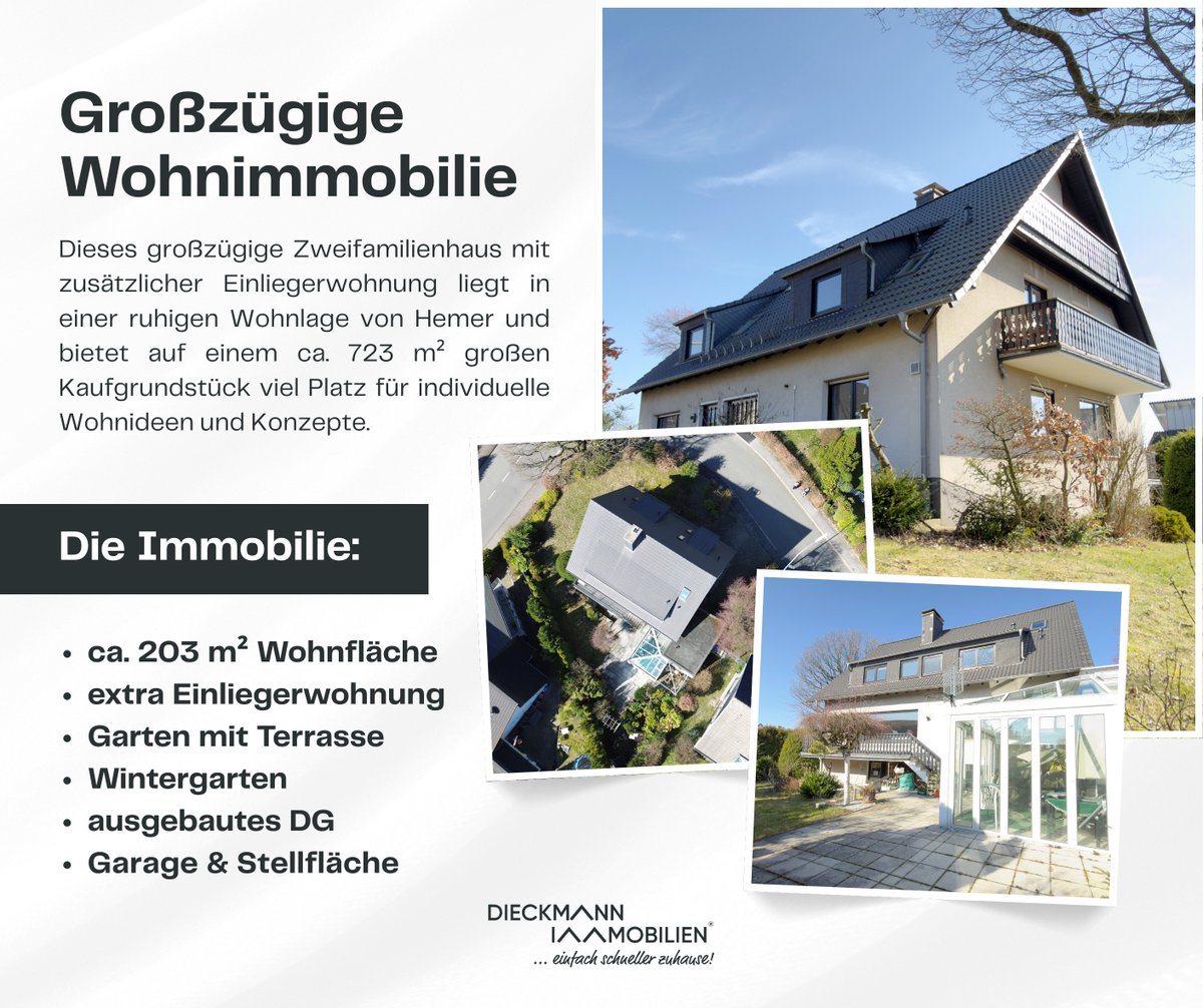 dieckmann_immo's tweet photo. #Zweifamilienhaus in #Hemer #Stübecken

- ca. 203 m² Wohnfläche
- zusätzliche Einliegerwohnung
- ausgebautes Dachgeschoss
- Gas-Zentralheizung (2021)
- attraktive Wohnlage

https://t.co/QMk0XsBu5h

Jetzt Termin vereinbaren!

📲 (0) 23 04 - 95 29 80
📩 immo@dieckmann-immobilien.de https://t.co/cV6bOSxZAq