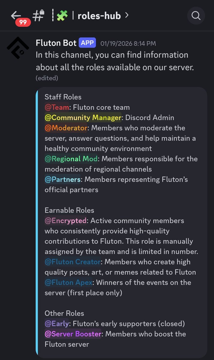 gFluton <a href="/FlutonIO/">Fluton</a>

Kamu bisa mulai berpartisipasi di Fluton untuk mendapatkan role yang ada di komunitasnya.

Mulai dari sekadar aktif ngobrol, berbagi insight, sampai bikin konten atau kontribusi lainnya di komunitas. 

Kita semua punya kesempatan yang sama untuk berkembang.

Di