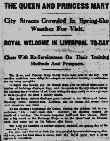 Liverpool1207's tweet image. #Liverpool OTD - 1921: Her Majesty Queen Mary and the Princess Royal visit Newsham Orphanage and St. George's Hall. The King visited Aintree races - they stay at Knowsley Hall