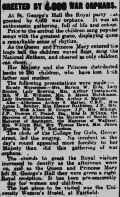 Liverpool1207's tweet image. #Liverpool OTD - 1921: Her Majesty Queen Mary and the Princess Royal visit Newsham Orphanage and St. George's Hall. The King visited Aintree races - they stay at Knowsley Hall