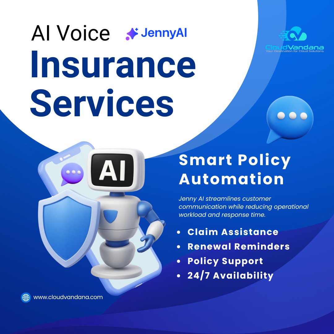 Most insurance calls are repetitive.

Policy queries. Claims. Renewals. Follow-ups.
All eating into agent productivity.
Jenny AI handles it—24/7. No hold time. No missed calls.

#InsurTech #VoiceAI #AIAgents #Automation #CloudVandana