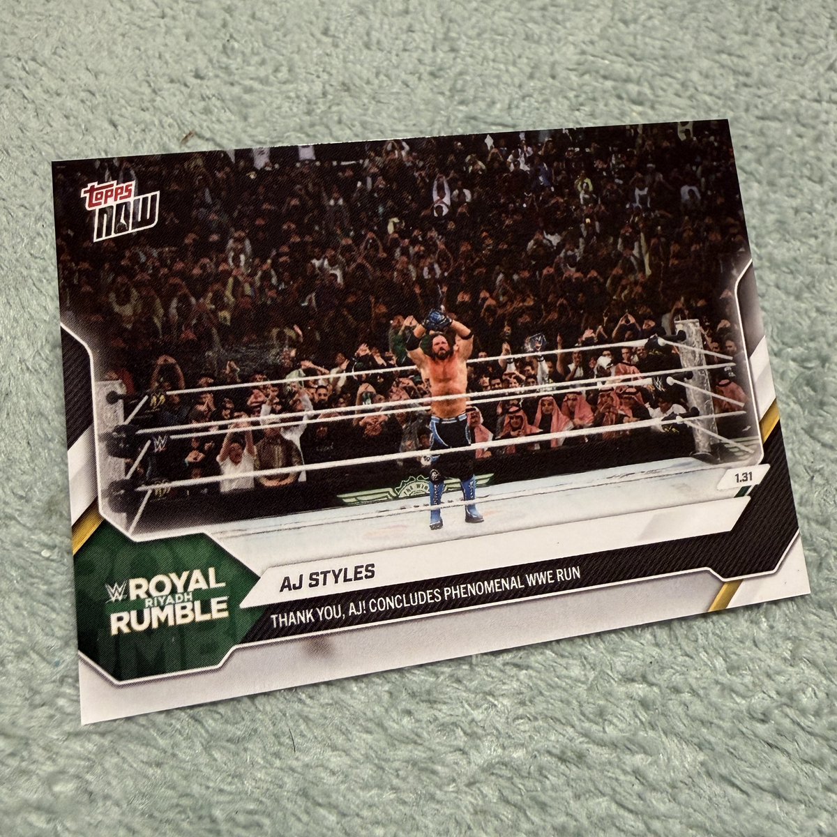 kazgearmania's tweet image. Luckily again, 2 of the 20 cards I received today from @Topps 🇺🇸 were rare🔥🔥 2026 #WWE #Topps Now 13 #RoyalRumble #AJStyles 🤘🏻 8/10 Black Foil &amp;amp; Variation Short Print ✨ "Thank you, AJ! Concludes Phenomenal WWE Run"🥺 #AJスタイルズ #ThankyouAJ #WWEHOF2026