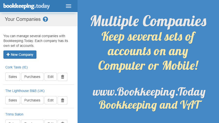 Bookkeeping_Tod's tweet image. Small business multi-company bookkeeping and Making Tax Digital software.

Bookkeeping.Today lets you keep several sets of accounts - on #pc #mac and #mobile!

#MakingTaxDigital #mtd #smallbusiness #Bookkeeping #Accounting #Software