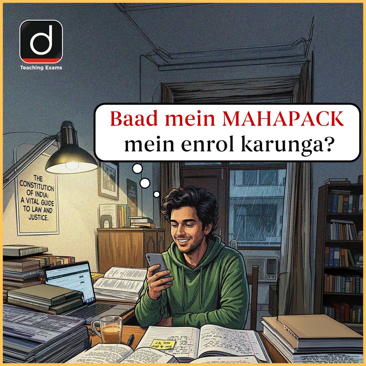 Drishtiteaching's tweet image. Baad mein...,baad mein reh jata hai...
Get enrolled in Teaching MAHAPACK now!
One Pack. One Solution. Full Preparation.

Contact us on 87501 87501 for detailed information.

#MAHAPACK #Teaching #Trending #Viral #Online #DrishtiTeachingExams #DrishtiIAS