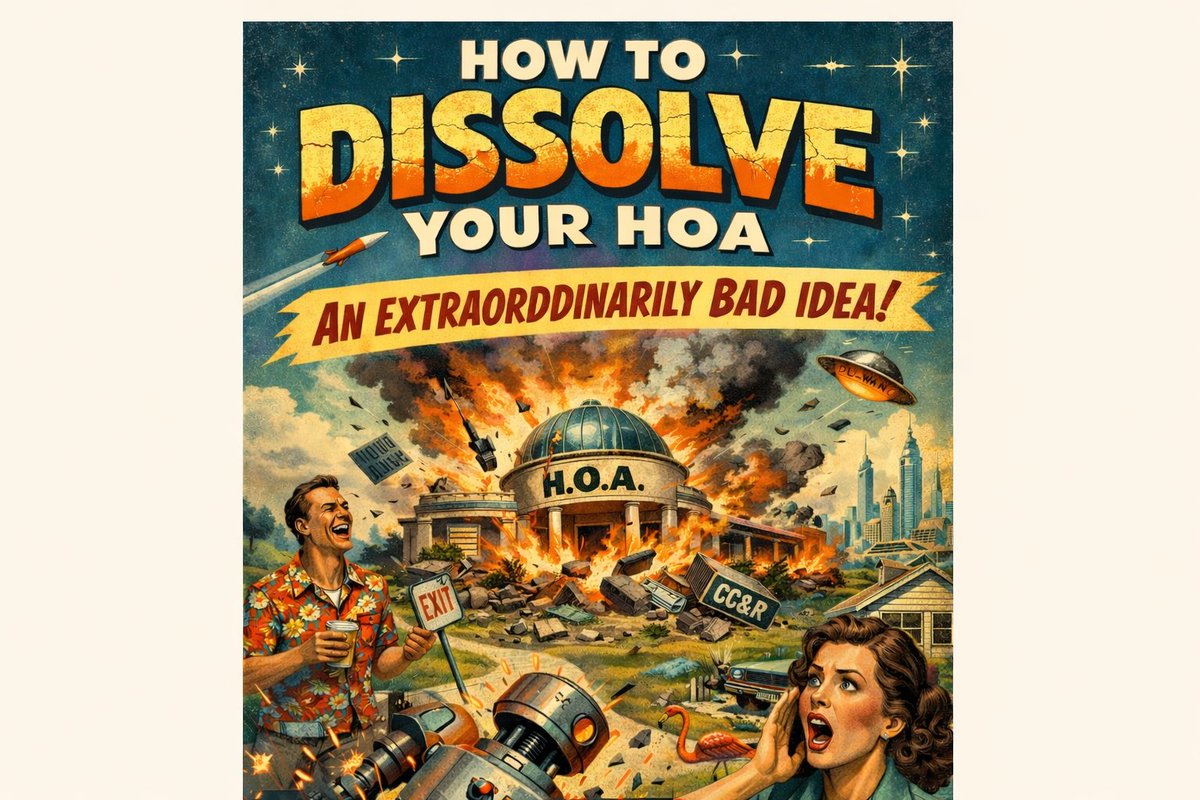JamesRVenney's tweet photo. Dissolve your HOA, they said.  It will be great, they said.  I assure you it won't.  https://t.co/RdnvrHYLsY https://t.co/KvL4RWdPac
