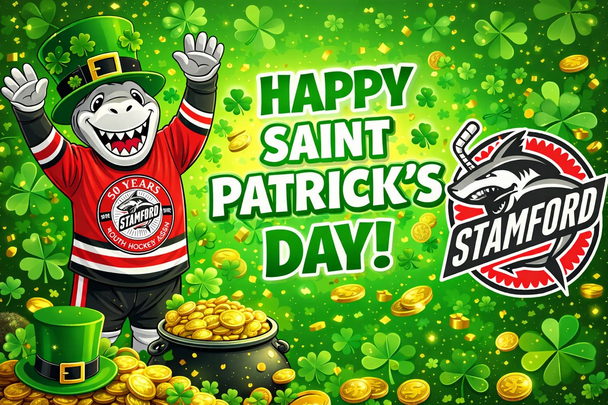 SYHASharks's tweet photo. Happy St. Patrick’s Day from the Stamford Sharks! 🍀🦈

Wishing our players, families, and fans a day full of luck, energy, and good times.

Let’s keep the momentum rolling—Sharks season never stops. 💪

#StamfordSharks #StPatricksDay #SharkNation #LuckyToBeAShark https://t.co/17zQAvwmjI