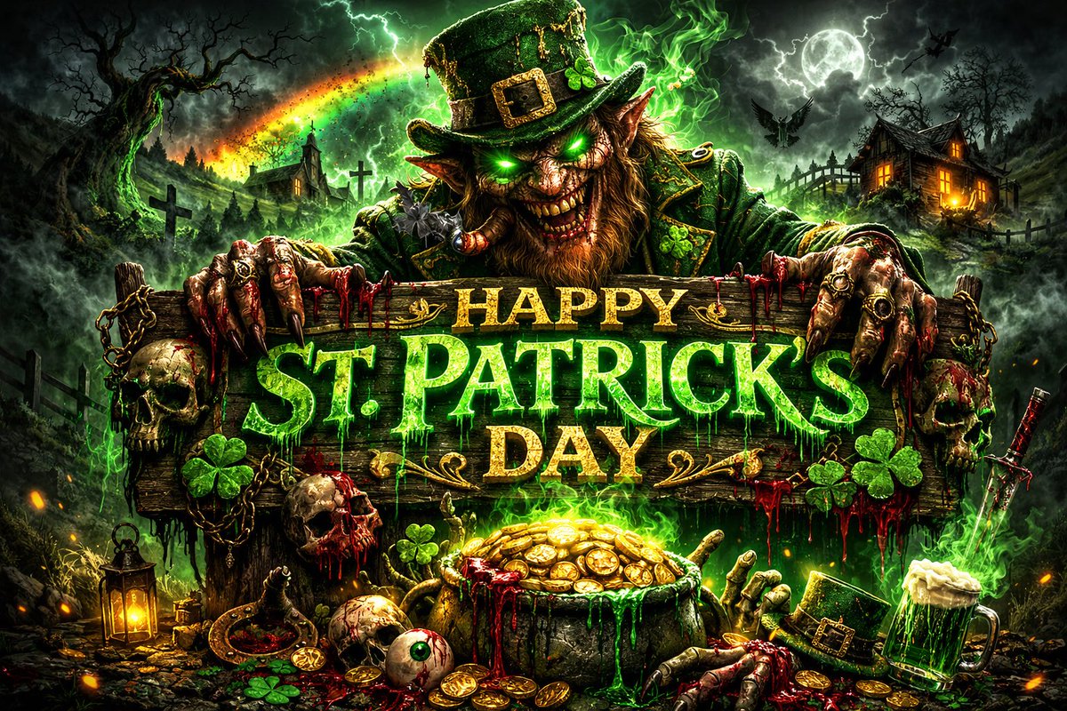 HorrorfiedHaunt's tweet photo. Happy St. Patrick’s Day!  💚🖤💚
Be Careful What You Wish For Today… https://t.co/aQjTXTKYI2